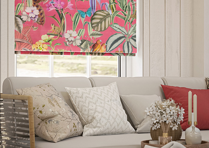 Barbados, Flamingo Pink - Motorised Roman Blind - Image 5